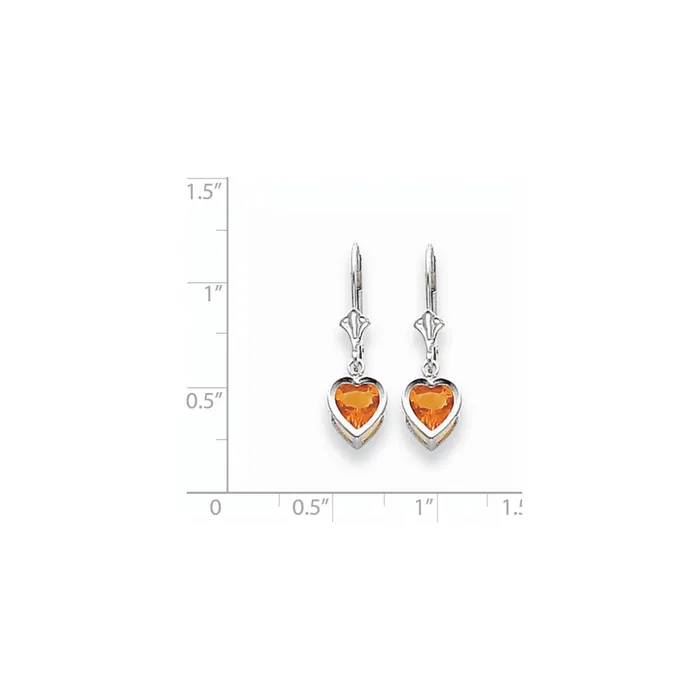 Goldia Earrings 14k White Gold 6mm Heart Citrine Earrings