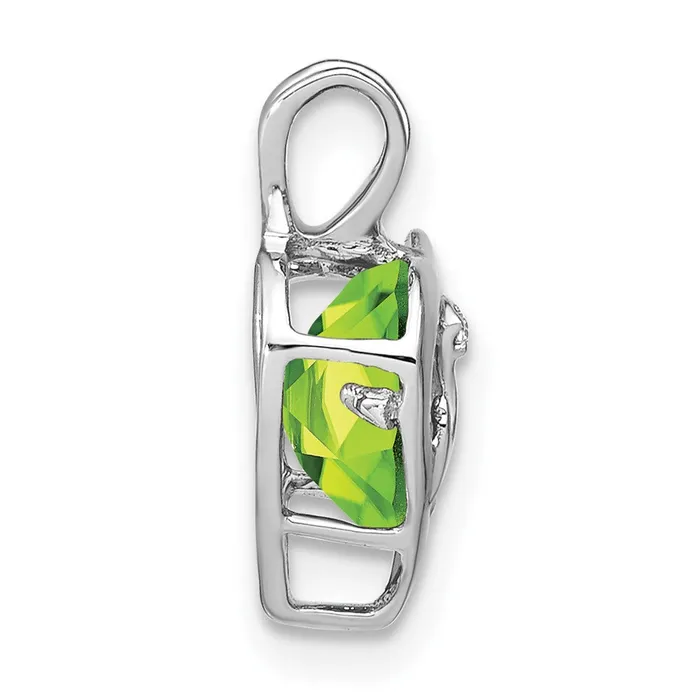 Goldia Necklaces 14k White Gold Peridot and Real Diamond MOM Heart Pendant