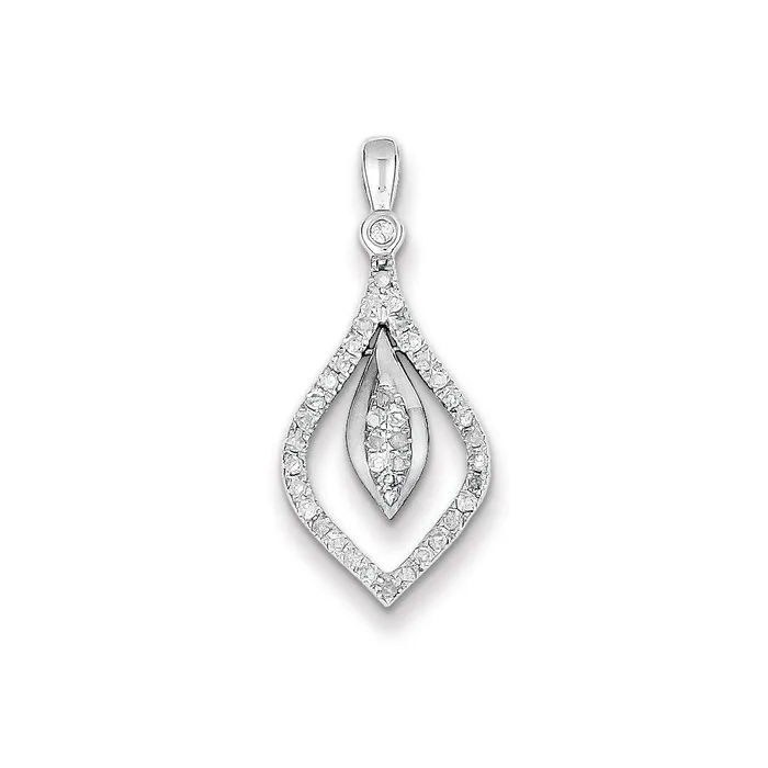 Goldia Necklaces Sterling Silver Rhodium Plated Diamond Teardrop Pendant