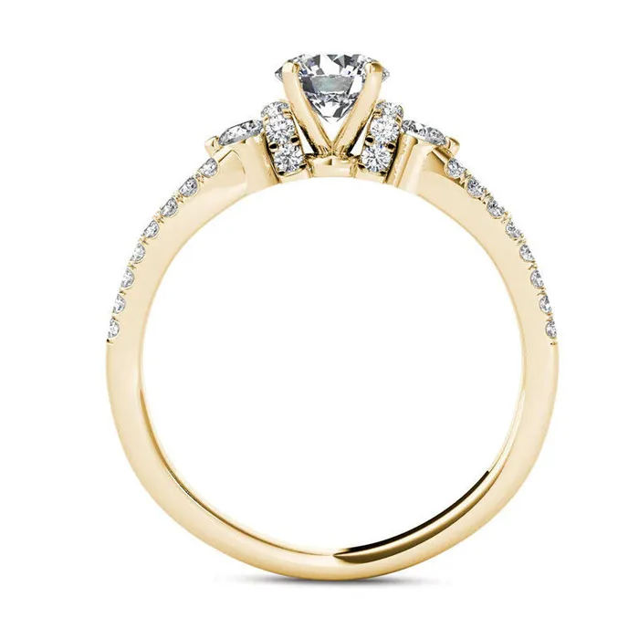 Goldia Rings 10 CT TW Natural Diamond Collared Split Shank Engagement Ring in Solid 14K Gold Goldia Rings 10 CT TW Natural Diamond Collared Split Shank Engagement Ring in Solid 14K Gold