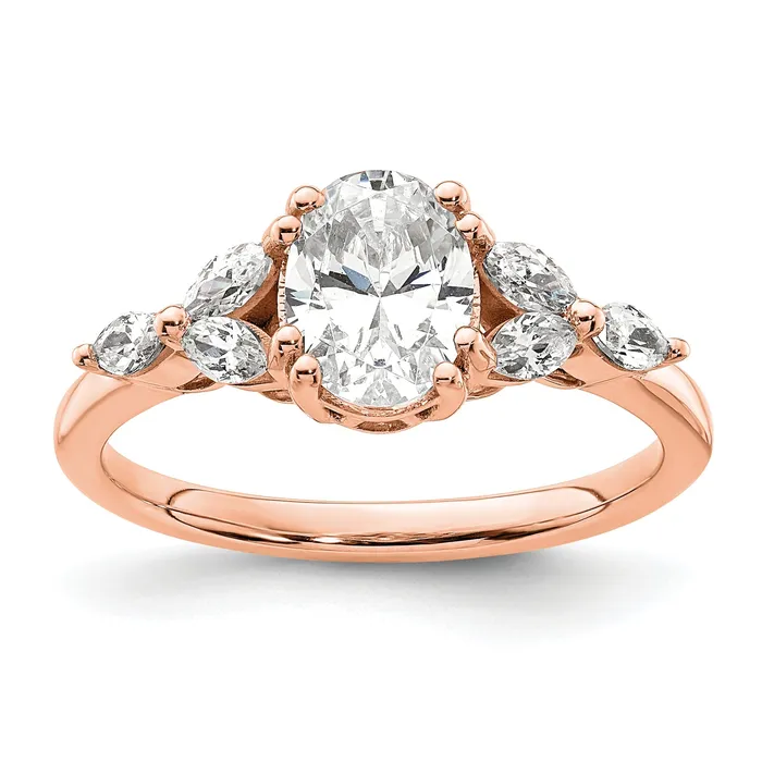 Goldia Rings 100ct CZ Solid Real 14k Rose Polish 1ct Oval Engagement Dia Ring Goldia Rings 100ct CZ Solid Real 14k Rose Polish 1ct Oval Engagement Dia Ring