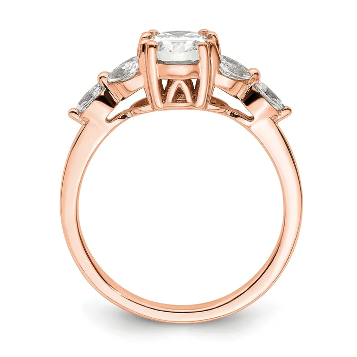 Goldia Rings 100ct CZ Solid Real 14k Rose Polish 1ct Oval Engagement Dia Ring