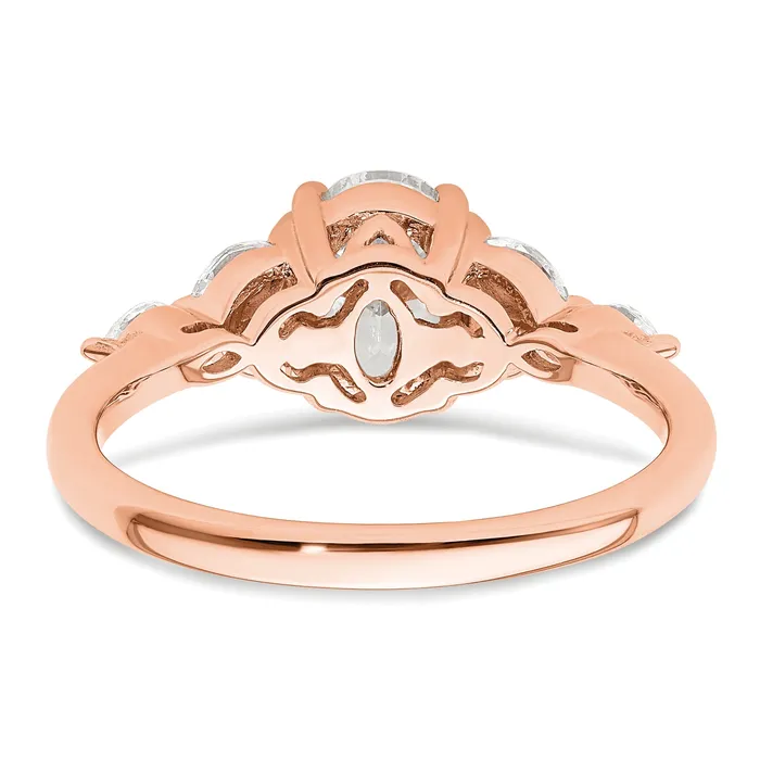 Goldia Rings 100ct CZ Solid Real 14k Rose Polish 1ct Oval Engagement Dia Ring