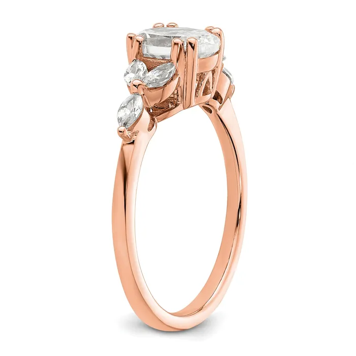 Goldia Rings 100ct CZ Solid Real 14k Rose Polish 1ct Oval Engagement Dia Ring