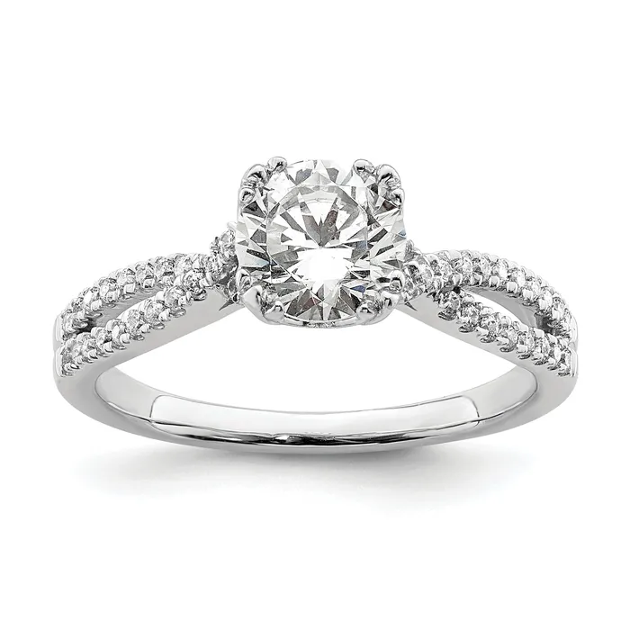Goldia Rings 100ct CZ Solid Real 14k White Polish Criss Cross 1ct Round Eng Dia Ring Goldia Rings 100ct CZ Solid Real 14k White Polish Criss Cross 1ct Round Eng Dia Ring