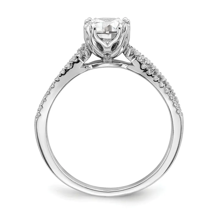 Goldia Rings 100ct CZ Solid Real 14k White Polish Criss Cross 1ct Round Eng Dia Ring