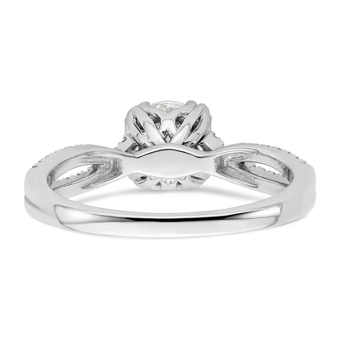 Goldia Rings 100ct CZ Solid Real 14k White Polish Criss Cross 1ct Round Eng Dia Ring