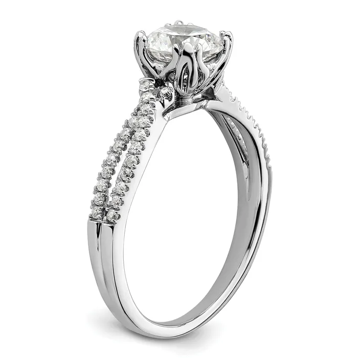 Goldia Rings 100ct CZ Solid Real 14k White Polish Criss Cross 1ct Round Eng Dia Ring