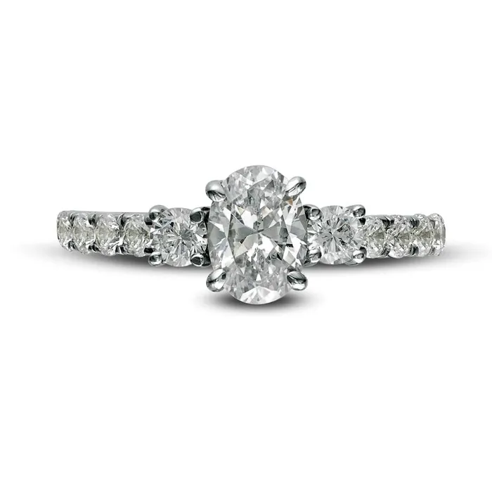 Goldia Rings 133 CT TW Oval Natural Diamond Three Stone Engagement Ring in Solid 14K White Gold Goldia Rings 133 CT TW Oval Natural Diamond Three Stone Engagement Ring in Solid 14K White Gold