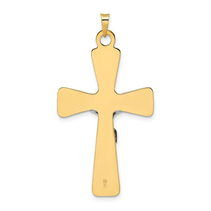 Goldia Rings 14k Twotone Gold Polished Solid INRI Curcifix Cross Pendant