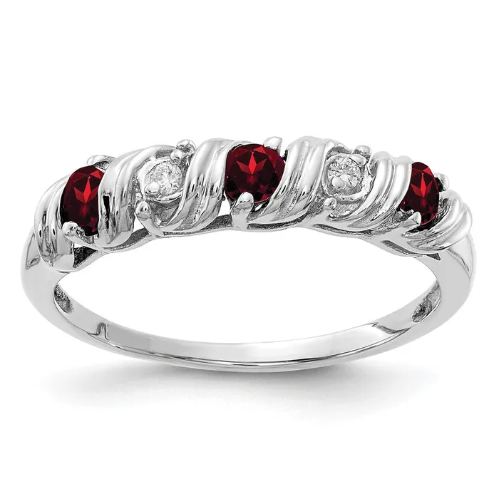 Goldia Rings 14k White Gold 275mm Garnet A Real Diamond ring