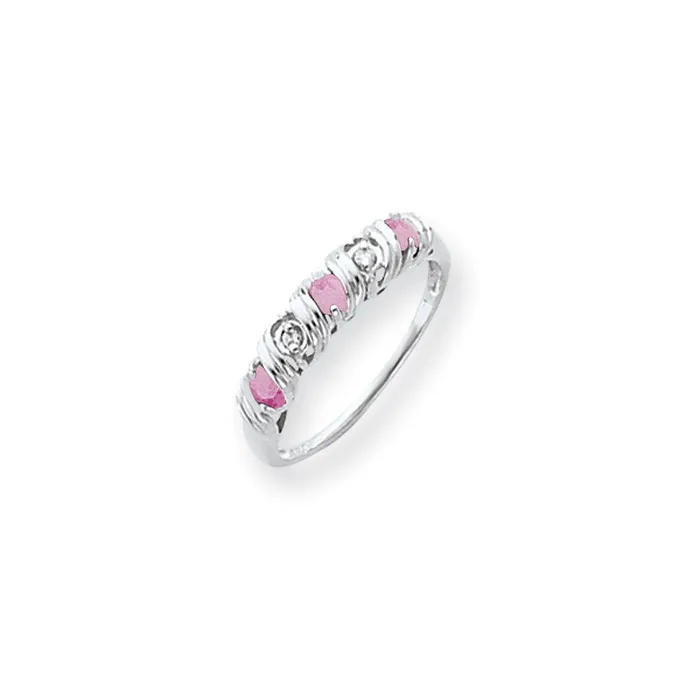 Goldia Rings 14k White Gold 275mm Pink Tourmaline VS Diamond ring