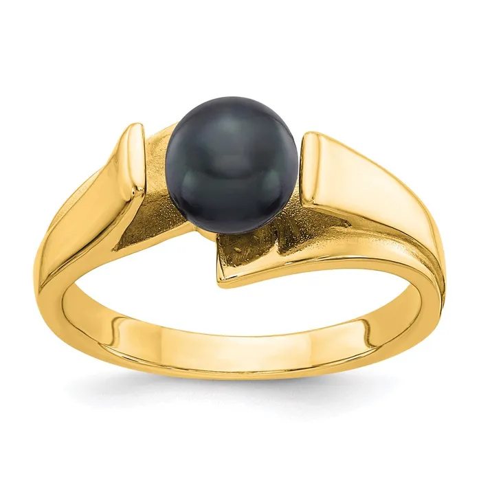 Goldia Rings 14K Yellow Gold Black FW Cultured Pearl Ring