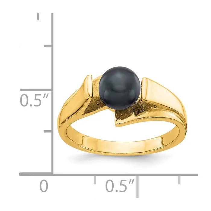 Goldia Rings 14K Yellow Gold Black FW Cultured Pearl Ring