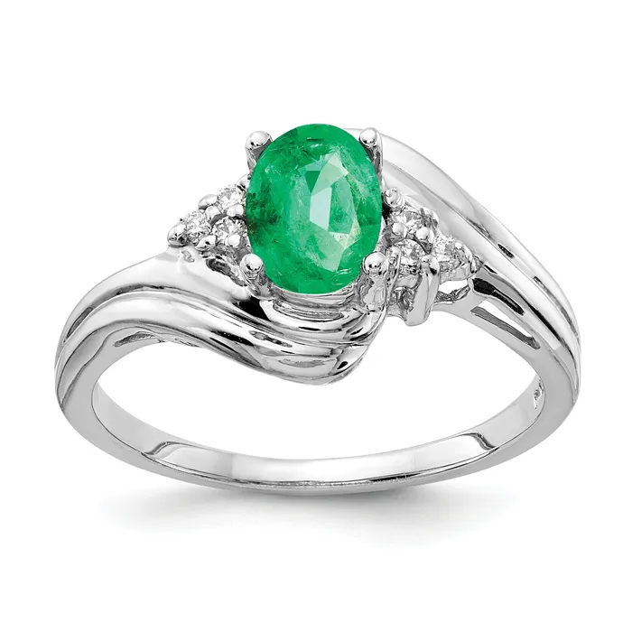 Goldia Rings Solid 14k White Gold 7x5mm Oval Simulated Emerald AAA CZ Ring Goldia Rings Solid 14k White Gold 7x5mm Oval Simulated Emerald AAA CZ Ring
