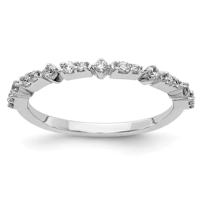 Goldia Rings Solid 14k White Gold Fancy Simulated CZ Band