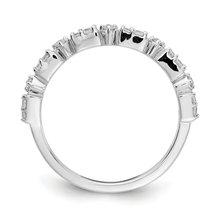 Goldia Rings Solid 14k White Gold Fancy Simulated CZ Band