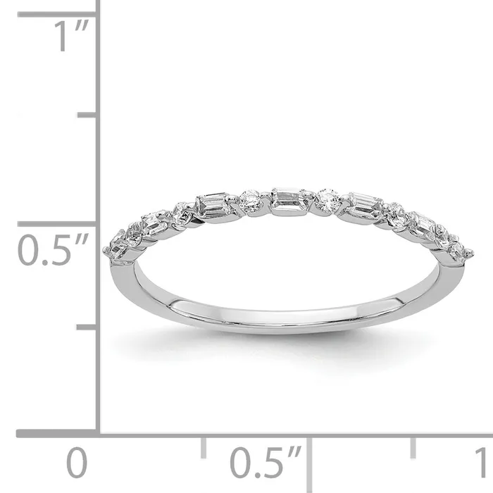 Goldia Rings Solid 14k White Gold Fancy Simulated CZ Band