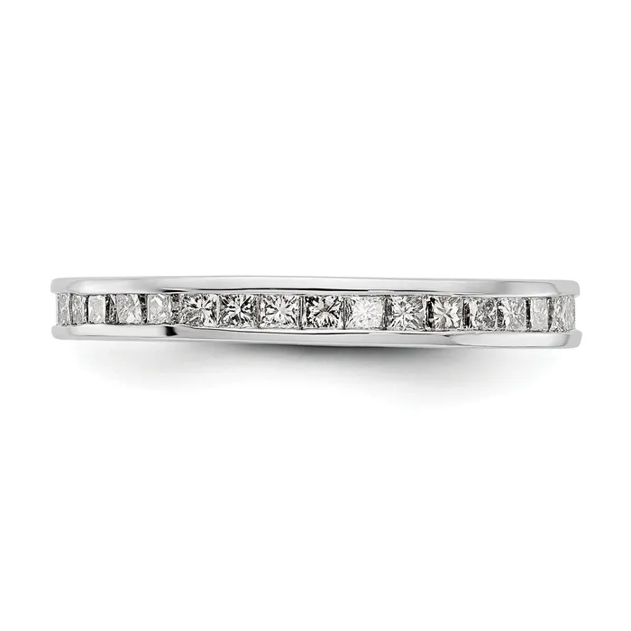 Goldia Rings Solid Real 14k White Gold Polished 2ct Princess Channel Set CZ Eternity Wedding Band Ring