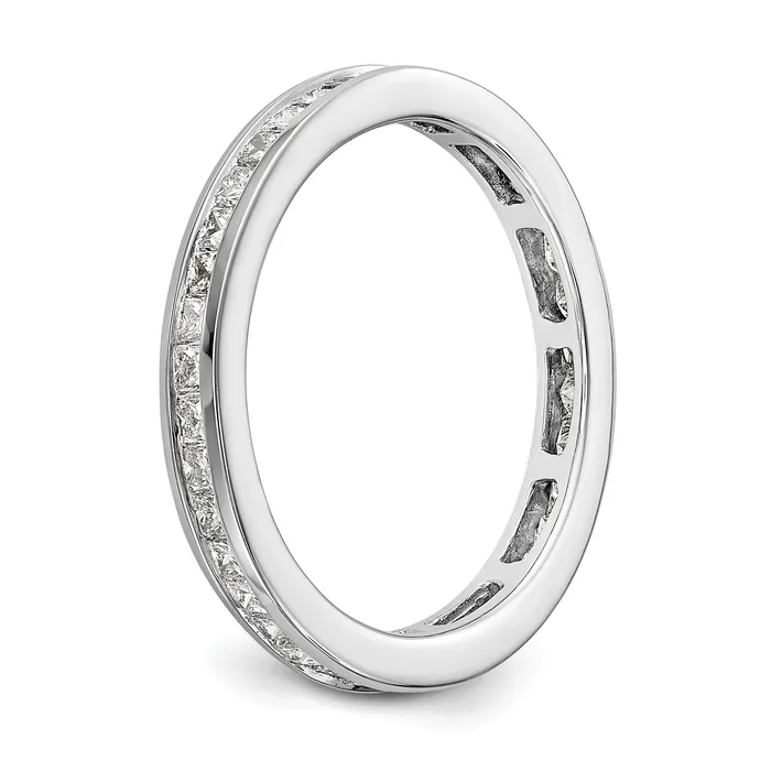 Goldia Rings Solid Real 14k White Gold Polished 2ct Princess Channel Set CZ Eternity Wedding Band Ring