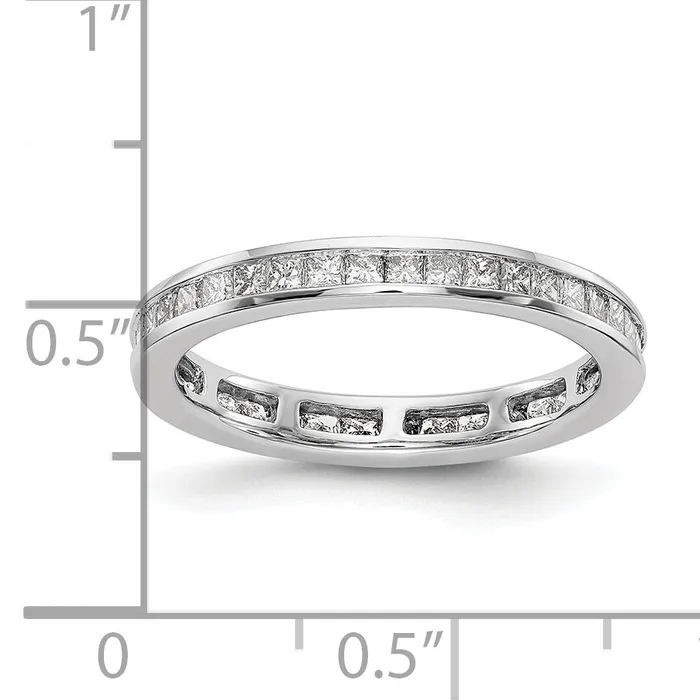 Goldia Rings Solid Real 14k White Gold Polished 2ct Princess Channel Set CZ Eternity Wedding Band Ring