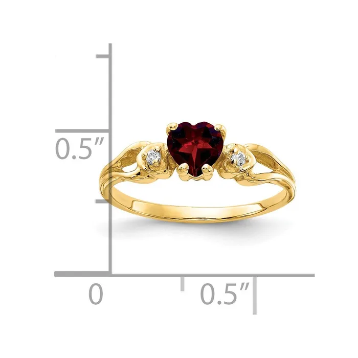 Goldia Solid 14k Yellow Gold 5mm Heart Simulated Garnet A CZ Ring Rings