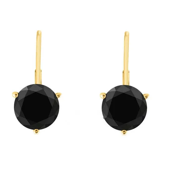 JMS always Earrings Original Maulijewels 150 Carat Black Natural Round Diamond Three Prong Set Martini Leverback Earrings For Womens In 14K Solid Yellow Gold JMS always Earrings Original Maulijewels 150 Carat Black Natural Round Diamond Three Prong Set Martini Leverback Earrings For Womens In 14K Solid Yellow Gold