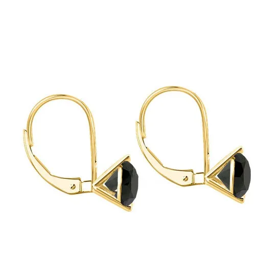 JMS always Earrings Original Maulijewels 150 Carat Black Natural Round Diamond Three Prong Set Martini Leverback Earrings For Womens In 14K Solid Yellow Gold JMS always Earrings Original Maulijewels 150 Carat Black Natural Round Diamond Three Prong Set Martini Leverback Earrings For Womens In 14K Solid Yellow Gold