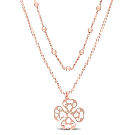 JMS always Necklaces Original AMOUR 2Strand Ball Bead Chain Necklace In Rose Plated Sterling Silver 19 In JMS always Necklaces Original AMOUR 2Strand Ball Bead Chain Necklace In Rose Plated Sterling Silver 19 In