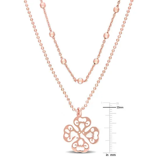 JMS always Necklaces Original AMOUR 2Strand Ball Bead Chain Necklace In Rose Plated Sterling Silver 19 In JMS always Necklaces Original AMOUR 2Strand Ball Bead Chain Necklace In Rose Plated Sterling Silver 19 In
