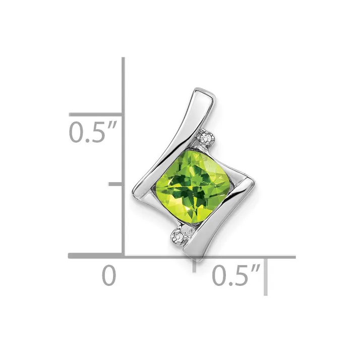 Necklaces 14K White Gold Peridot and Real Diamond Pendant Goldia