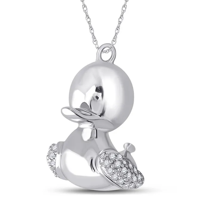 Necklaces 14k White Gold Round Diamond Duck Animal Pendant 110 Cttw gndatlanta Necklaces 14k White Gold Round Diamond Duck Animal Pendant 110 Cttw gndatlanta
