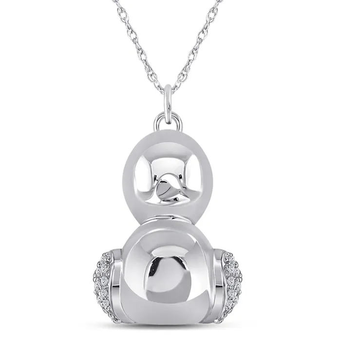 Necklaces 14k White Gold Round Diamond Duck Animal Pendant 110 Cttw gndatlanta