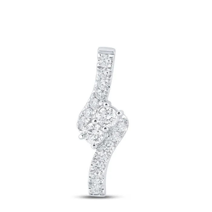 Necklaces gndatlanta 14k White Gold Round Diamond Fashion 2stone Pendant 1 Cttw Certified