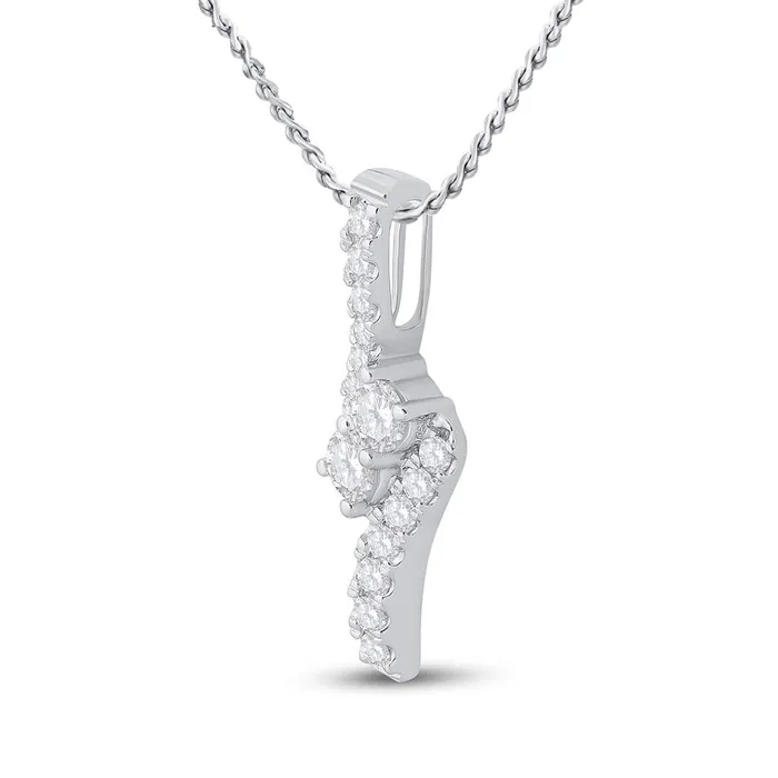 Necklaces gndatlanta 14k White Gold Round Diamond Fashion 2stone Pendant 1 Cttw Certified