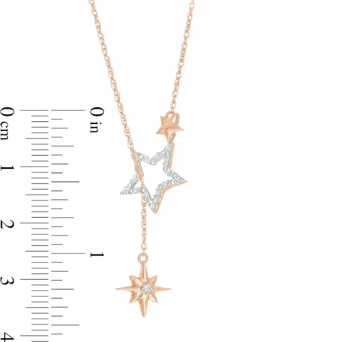 Necklaces Goldia 007 CT TW Natural Diamond Star and Moon Drop Necklace in Sterling Silver with 10K Rose Gold Plate Necklaces Goldia 007 CT TW Natural Diamond Star and Moon Drop Necklace in Sterling Silver with 10K Rose Gold Plate
