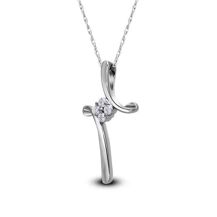 Necklaces Goldia 01 CT TW Quad Natural Diamond Abstract Cross Pendant in Sterling Silver Necklaces Goldia 01 CT TW Quad Natural Diamond Abstract Cross Pendant in Sterling Silver