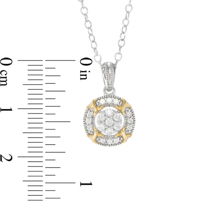 Necklaces Goldia 025 CT TW Composite Natural Diamond X Frame Antique VintageStyle Pendant in Sterling Silver with 14K Gold Plate Necklaces Goldia 025 CT TW Composite Natural Diamond X Frame Antique VintageStyle Pendant in Sterling Silver with 14K Gold Plate