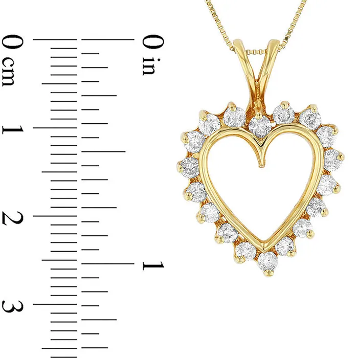 Necklaces Goldia 1 CT TW Natural Diamond Sunburst Heart Outline Pendant in 14K Gold Necklaces Goldia 1 CT TW Natural Diamond Sunburst Heart Outline Pendant in 14K Gold