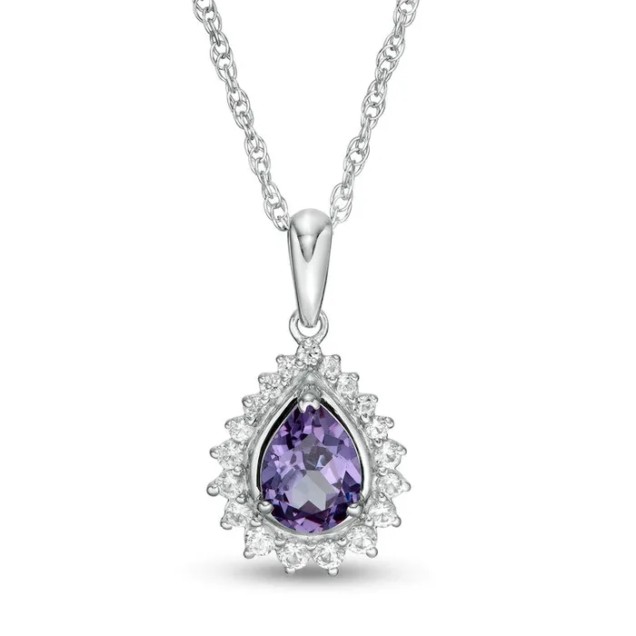 Necklaces Goldia PearShaped LabCreated Alexandrite and White Sapphire Shadow Frame Pendant in Sterling Silver Necklaces Goldia PearShaped LabCreated Alexandrite and White Sapphire Shadow Frame Pendant in Sterling Silver