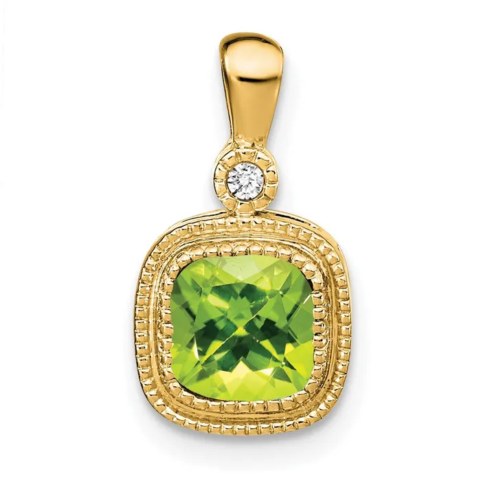 Necklaces Goldia Solid 14k Yellow Gold Cushion Simulated Peridot and CZ Pendant Necklaces Goldia Solid 14k Yellow Gold Cushion Simulated Peridot and CZ Pendant