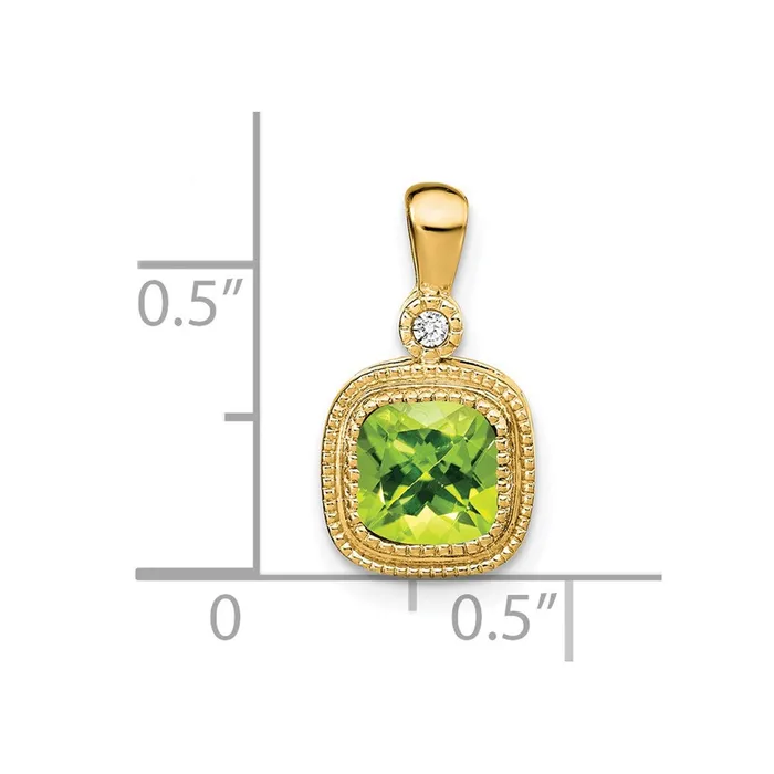 Necklaces Goldia Solid 14k Yellow Gold Cushion Simulated Peridot and CZ Pendant Necklaces Goldia Solid 14k Yellow Gold Cushion Simulated Peridot and CZ Pendant