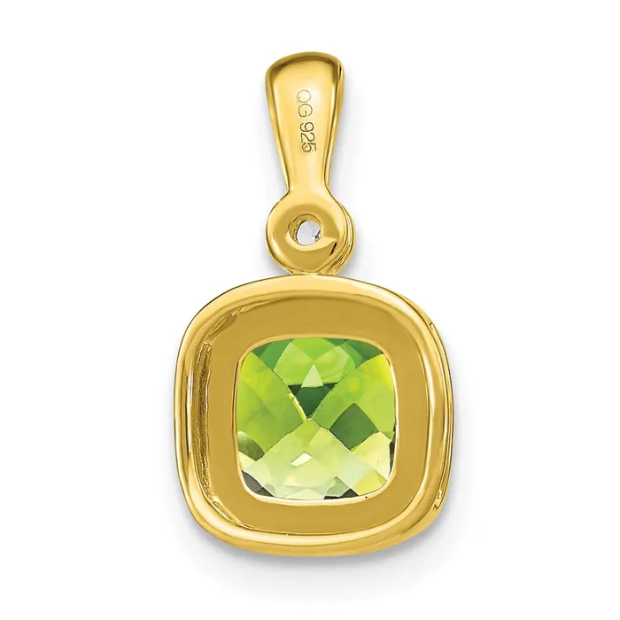 Necklaces Goldia Solid 14k Yellow Gold Cushion Simulated Peridot and CZ Pendant Necklaces Goldia Solid 14k Yellow Gold Cushion Simulated Peridot and CZ Pendant