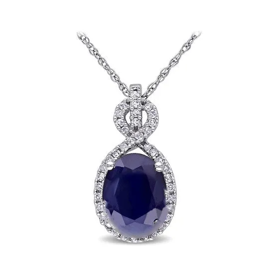 Necklaces JMS always Original AMOUR 16 CT TW Diamond and 2 58 CT TGW Diffused Sapphire Pendant with Chain In 10K White Gold Necklaces JMS always Original AMOUR 16 CT TW Diamond and 2 58 CT TGW Diffused Sapphire Pendant with Chain In 10K White Gold