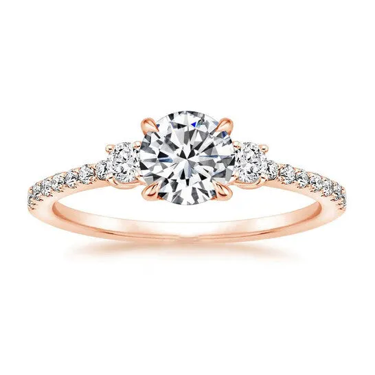 Original DiamondMuse 240 cttw Round Swarovski Diamond Three Stone Engagement Ring in Pink Plated Sterling Silver JMS always Rings Original DiamondMuse 240 cttw Round Swarovski Diamond Three Stone Engagement Ring in Pink Plated Sterling Silver JMS always Rings