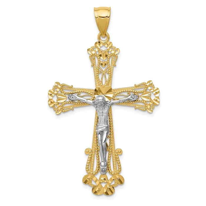 Rings 14k Twotone Gold Diamondcut Crucifix Pendant Goldia