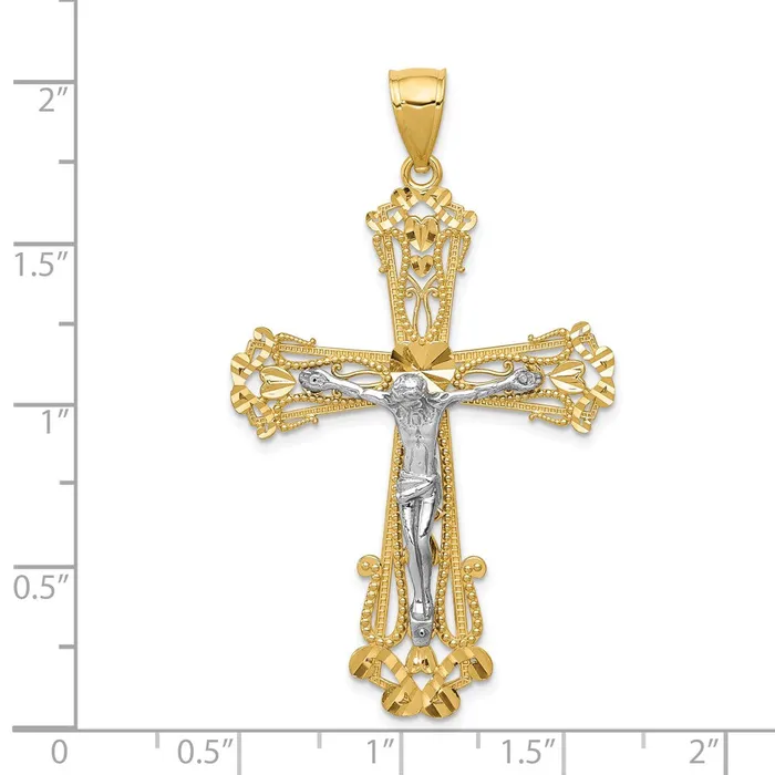 Rings 14k Twotone Gold Diamondcut Crucifix Pendant Goldia