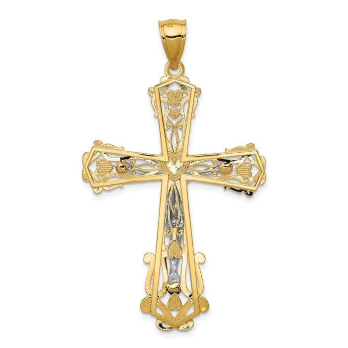 Rings 14k Twotone Gold Diamondcut Crucifix Pendant Goldia