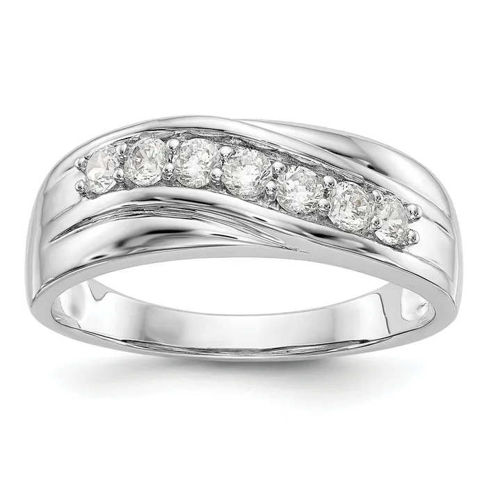 Rings 14k White Gold 12 Ct Lab Grown Diamond VSSI G Seven Stone Mens Ring Goldia Rings 14k White Gold 12 Ct Lab Grown Diamond VSSI G Seven Stone Mens Ring Goldia