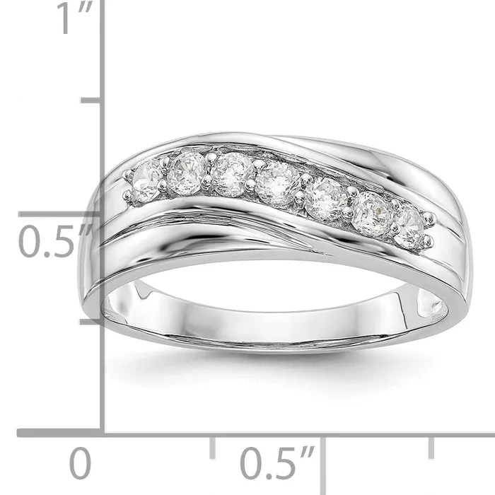 Rings 14k White Gold 12 Ct Lab Grown Diamond VSSI G Seven Stone Mens Ring Goldia